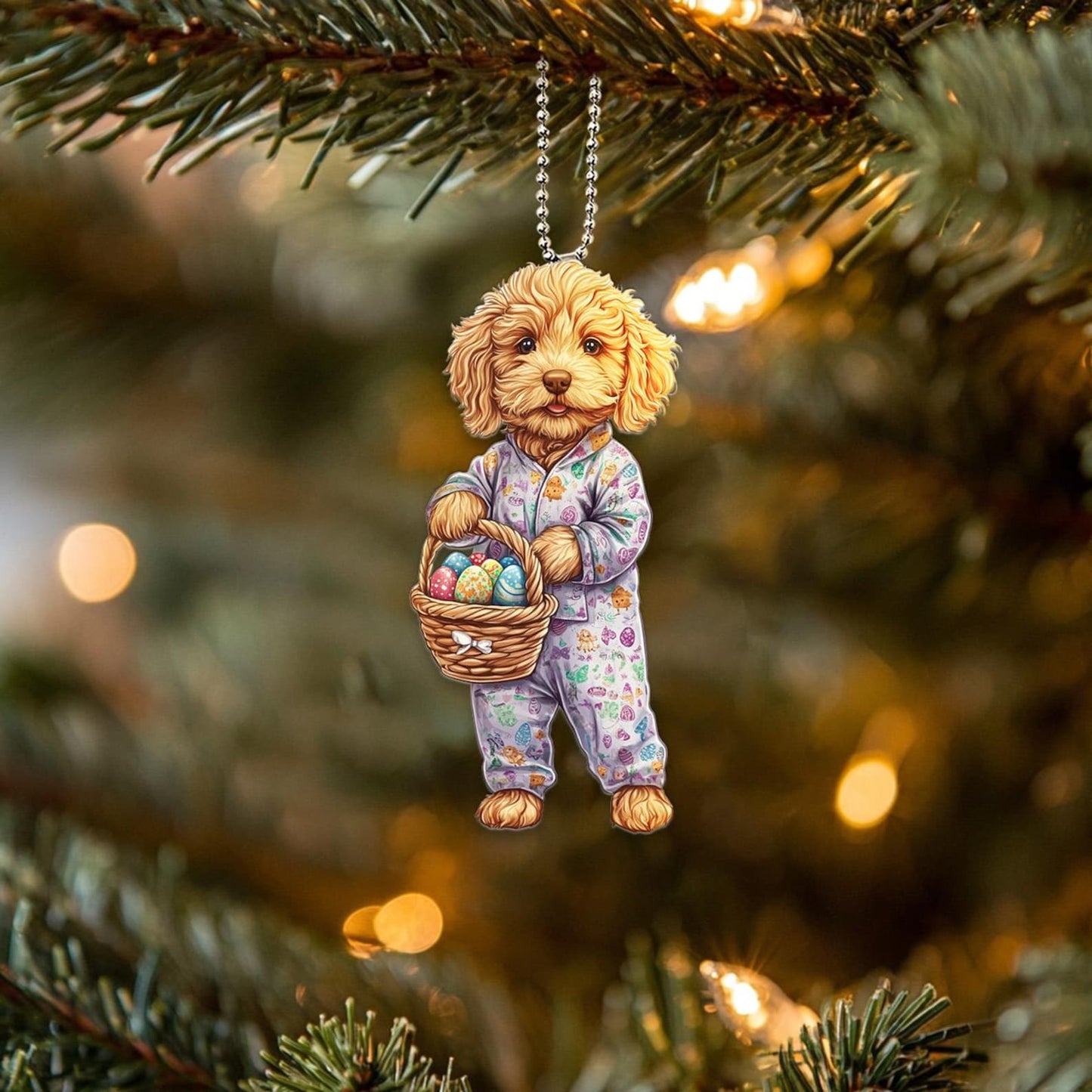 2D Flat Easter Dog Car Hanging Ornament